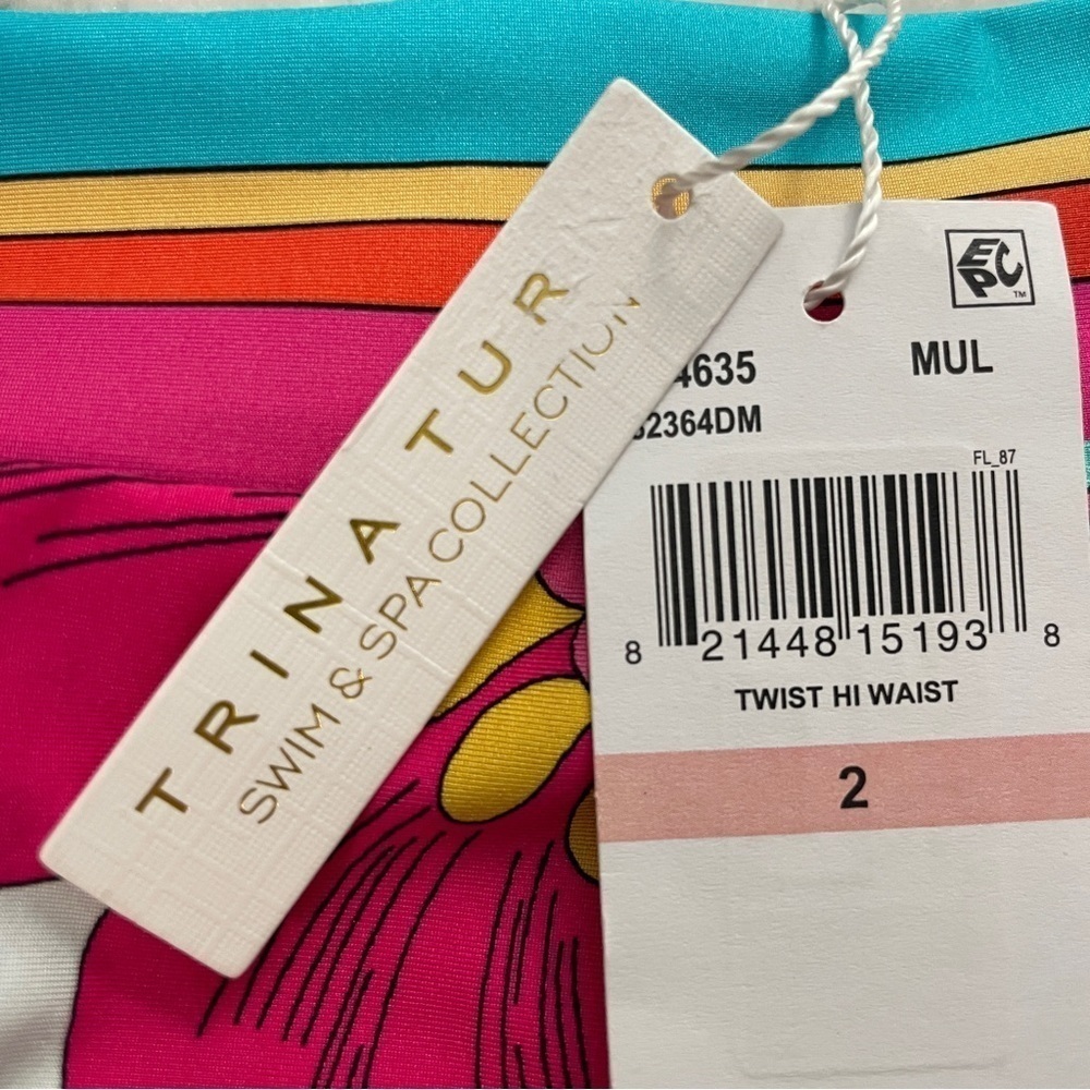 Trina Turk NWT Banded Twist Back High Waist Swim Bottom Size 2 - Picture 13 of 15
